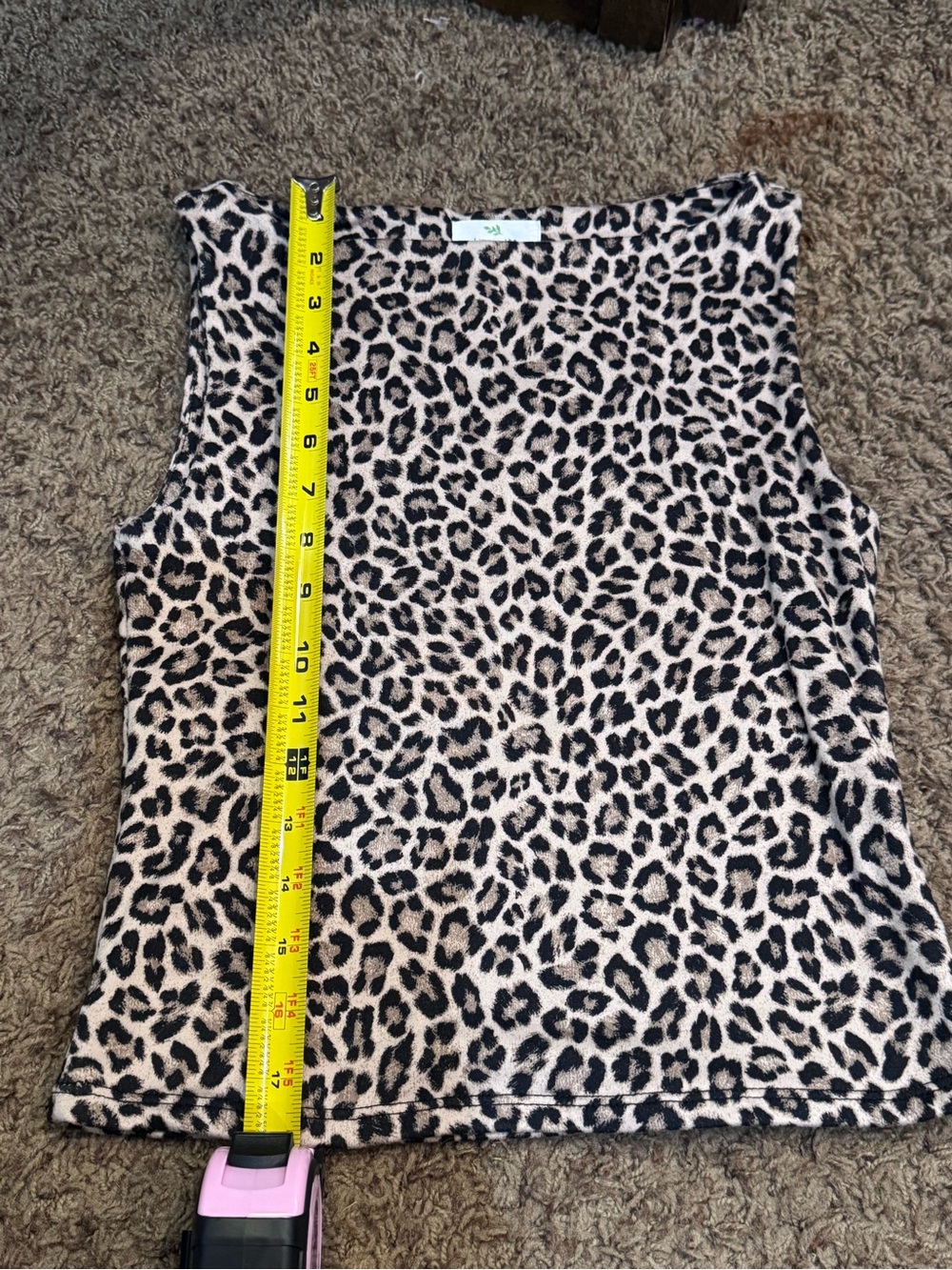 Sleeveless Leopard Print Tank Top - Beige/Black - Picture 4 of 7